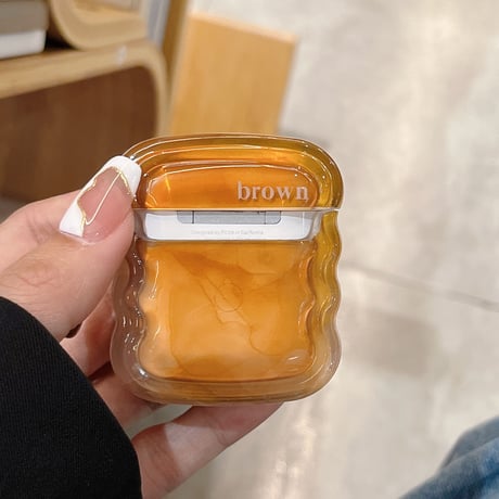 暈し染め 茶色 iphone14pro/13promaxケース 高級感 お揃い AirpodsPro2カバー 高品質  綺麗 黄ばまない 可愛い[M2658]