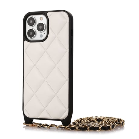 ショルダーストラップ付 iPhone15/14proケース キルティングデザインアイフォン13/12proカバー 上品 5色 [M3500]