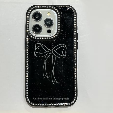 ジュエリー iPhone16/16proケース リボン柄 iPhone15Pro/14/13proカバー 可愛い キラキラ 女子力アップ [M4988]