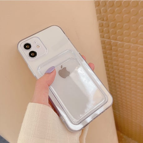 カード入れ付 iphone12/11Proケース  黄ばまない透明iphoneSE2/XS/8カバー  交通カードSUICA/PASMO/ICOCAなど収納 便利耐久性 M510
