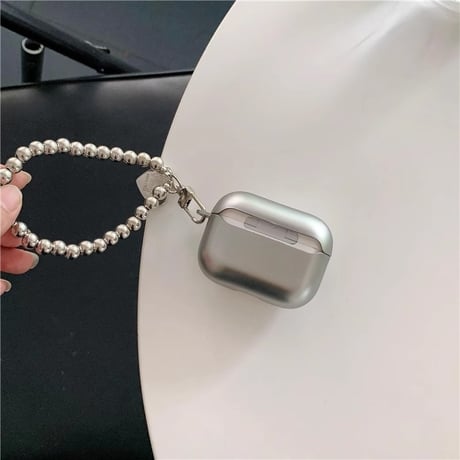 パープルリボン Airpods 4ケース エアーポッズ3/2 金属ビーズストラップ AirpodsPro2/1カバー エレガント めっちゃ可愛い[M4737]