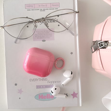 グラデーションピンク Airpods 4ケース 艶感 Airpods3/Pro2ケース airpodspro2カバー  女子力UP リング付 大人可愛い[M5222]