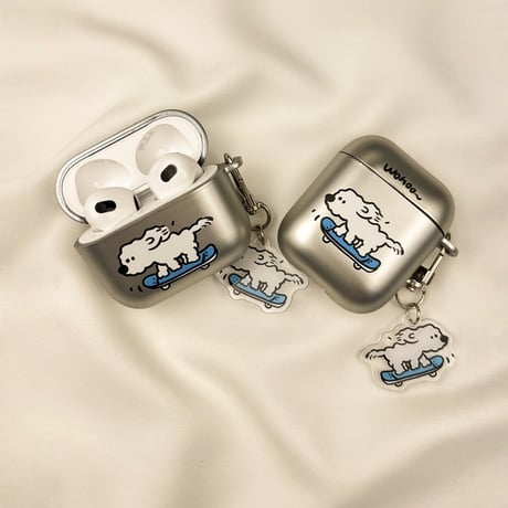 スケボー犬 Airpods Pro3ケース 指紋防止 Airpods4/3カバー pro2/pro1 キーホルダー付  ギフトにおすすめ[M6172]
