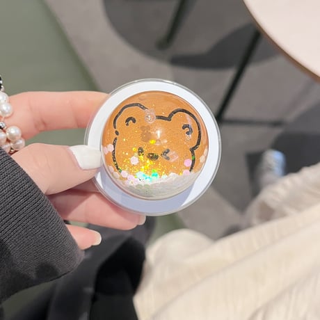 動くグリッタースマホグリップ 動物柄 キラキラ 綺麗 マグネット式タイプ 便利 おしゃれ 可愛い ギフトに最適[M5265]