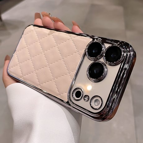 上品 iPhone17Pro/17ケース レザー レンズ保護フィルム付 iPhone17ProMax/16Pro/15カバー オトナ可愛い キルティングデザイン [M5849]