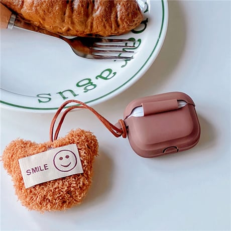 クマちゃんストラップ AirPods4/Pro2ケース シリコン製  airpods3/2カバー 防塵カバー付き  お揃い ギフトにおすすめ[M2528]