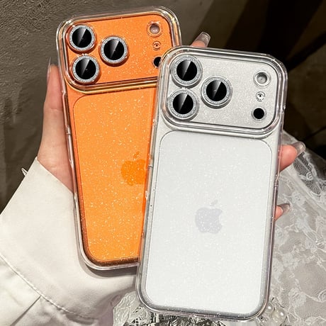 iPhone17Pro/17ProMaxケース キラキラレンズカバー iPhone17/16/15ケース クリア 背面ラメ入り  定番アイテム[M6014]