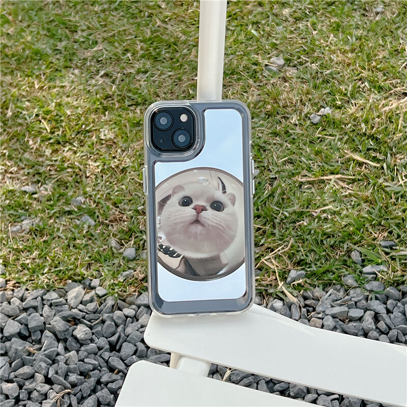 ミラー猫ちゃん iphone14/13ケース かわいい アイフォン12プロ/11