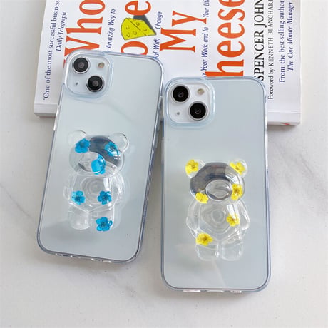透明 スマホグリップ  熊/曇 スマホリング 韓国風  オシャレ 伸び縮み  スタンド機能  落下防止 イヤホン収納 男女兼用 全機種対応 M281