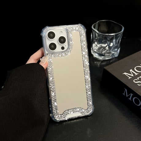 ダイヤデコ ミラー iPhone16/16Proケース 四隅耐衝撃 iPhone15Pro/14/13カバー キラキラ ガールズに大人気[M4805]