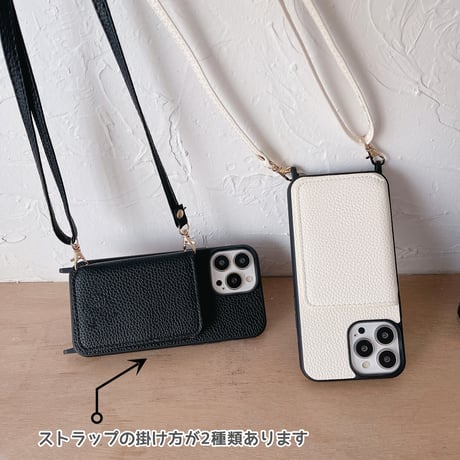 財布付き iPhone15/14proケース カード/お札収納 アイフォン13/12/11proケース 長さ調整可ストラップ レザー製 高品質[M3386]