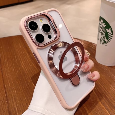 高機能高級感 iPhone17pro/16promaxケース MagSafeリングスタンドiphone15/14promax/13/12proカバー 耐衝撃 黄ばまない[M4058]