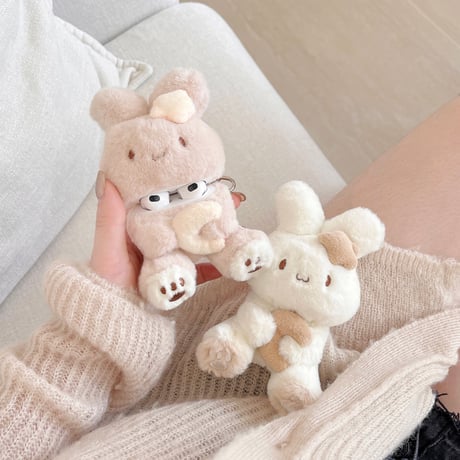兎ぬいぐるみ Airpods 4ケース モフモフ Airpods3/Pro2ケース airpodsproカバー 柔らかい 可愛いギフトにおすすめ [M5142]