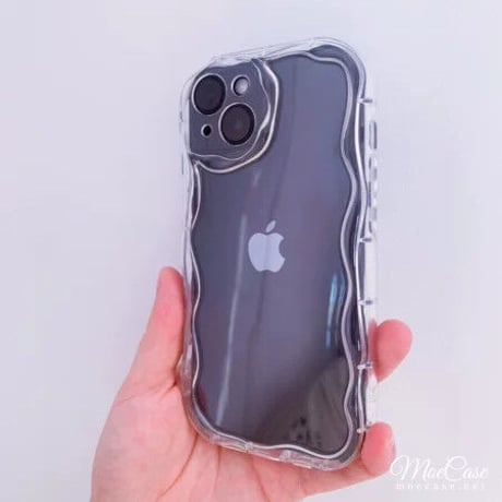 クリアiPhone15/14proケース 波紋枠レンズカバー アイフォン13/12pro/11カバー 透明 全面保護 落下防止 [M2835]