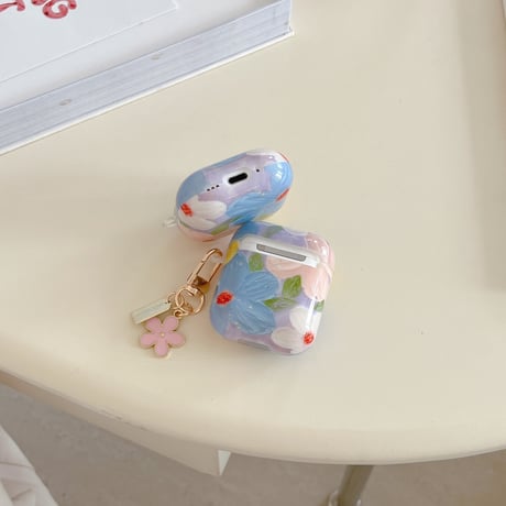 オシャレ Airpods 4ケース 花柄 Airpods3/Pro2ケース airpodsproカバー キーホルダー付 頑丈[M5106]
