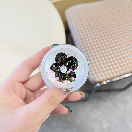 動くダイヤ入り スマホグリップ  花柄/リボン 可愛い マグネットタイプ  スマホスタンド キラキラ艶感 実用 女子力アップ プレゼントにおすすめ[M4423]