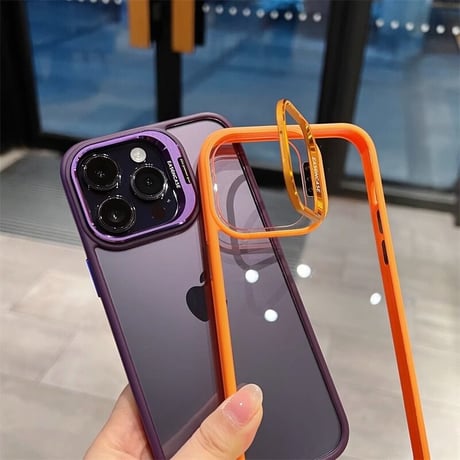 スタンド付 iPhone17pro/17promaxケース ガラス製レンズ保護フィルム付 耐衝撃 カッコイイiphone16Pro/15/14シリーズ[M3553]