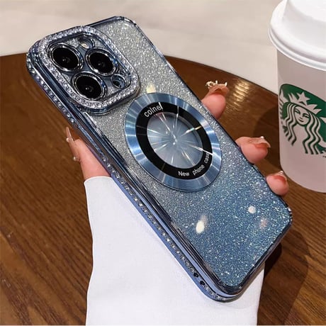 iPhone15/15proケース MagSafe対応 ジュエリー14/13カバー キラキラシート付き おしゃれ [M3478]