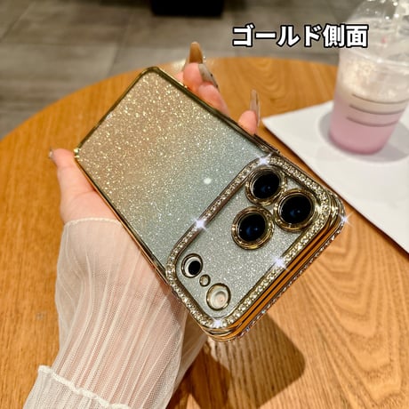 ジュエリーライン iPhone17/17Proケース ラメ入り背面 美しい iPhone17ProMax/Airケース 高級感たっぷり オシャレ [M5706]