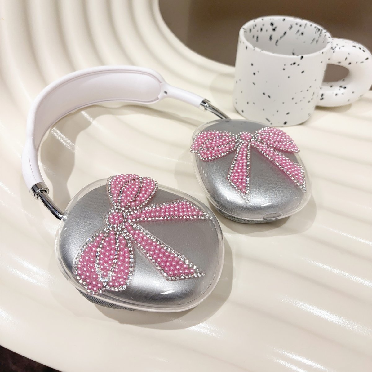 【m♡】AirPodsMAX メタリック リボン ピンク カバー 甘ピンクベール」フェミニンリボンAirPodsMaxカバー – gaacal