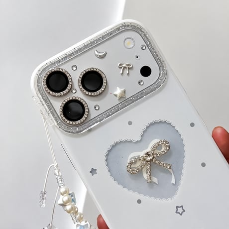 iPhone18Pro/18ProMax リボン 月 星 カメラ保護カバー iPhone17ProMax iPhone17Pro ソフトフイルム  可愛い 使いやすい[M6767]