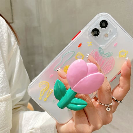 チューリップ花 スマホグリップ  可愛いFlower 折り畳み式グリップトーク  ポップソケット   スタンド機能付きM929