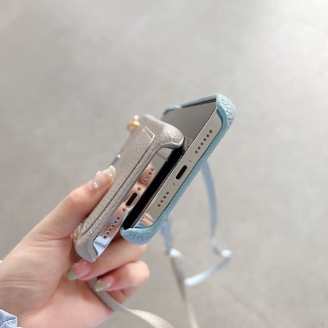 ICカード入れ iPhone14/14proケース 革製 ショルダーストラップ アイフォン13/12/SE3カバー シンプル風 可愛い 実用 [M2256]