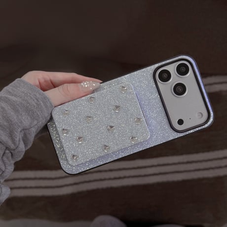 ダブルミラースタンド付 iPhone17Pro/17ケース ダイヤとラメいり iPhone16Promax/15pro/14ケース キラキラ感 高品質[M6356]