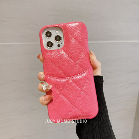 本革製カード入れ付 iPhone13proケース   高品質 菱形アイフォン12pro /11カバー  高級感 耐久性あり ファッションM1129