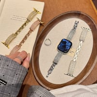上品 AppleWatchバンド パールブレスレット  メタル AppleWatchベルト Series 11/10/9/8 SE3/2  Ultra3/2/1 高級感高品質 [M6408]