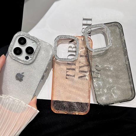女子力アップ アイフォン15プロ/15プロマックスケース キラキララメ入り iPhone14pro/13promaxカバー 高級感 [M4285]