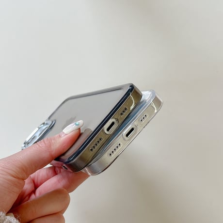 シルバーレンズ枠 iphone14/13proケース 高透明感 iphone13/12/11カバー 黄ばまない 立体ボタン 男女お揃い[M3098]