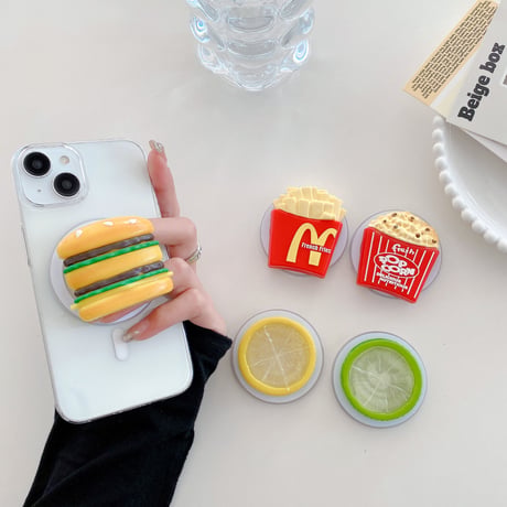 食べ物スマホグリップ マグセーフ式 折り畳み式グリップトーク 卓上スタンド機能付き 耐久性あり プレゼントにおすすめ[M3681]
