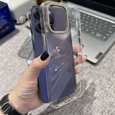 高透明感黄ばまない iPhone14pro/14promaxケース ハード iphone13/13promaxカバー  薄型  金属カメラ枠/ボタン 頑丈[M2313]