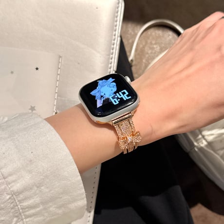 ダイヤリボン  AppleWatchバンド キラキラ感たっぷり AppleWatchベルト Series 11/10/9/8 SE3/2  Ultra3/2/1 高級感高品質 上品[M6455]