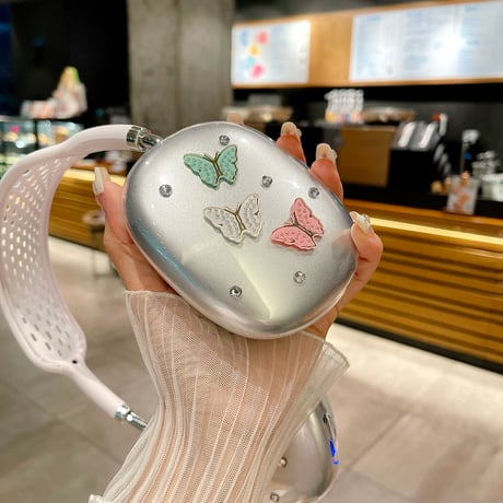 女子力高い AirPodsMaxケース ジュエリーハート/蝶 おしゃれ エアーポッズ マックス専用カバー 可愛い プレゼントにおすすめ[M4358]