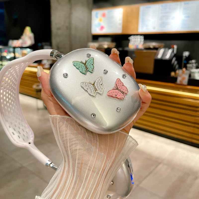 女子力高い AirPodsMaxケース ジュエリーハート/蝶 おしゃれ