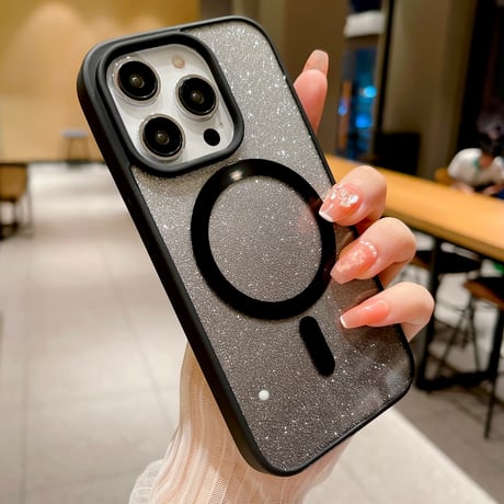 MagSafe対応 iPhone15/15proケース  キラキラインナーシート付 iPhone14/13/12proカバー 黄ばまないクリアケース[M3684]
