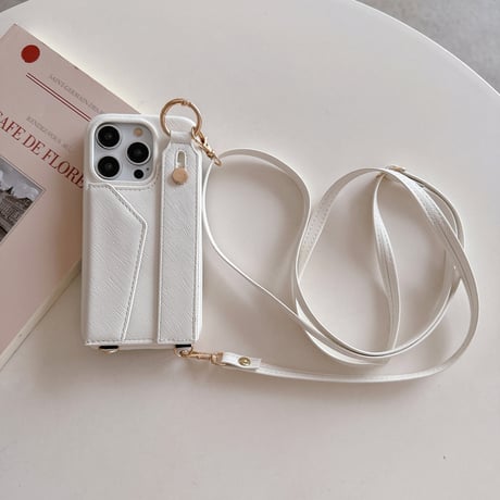 交通カード収納 iPhone15/15Proケース ショルダーストラップ付 iPhone14/13/12Proケース ベルト付き レザー 高機能高品質 [M3844]
