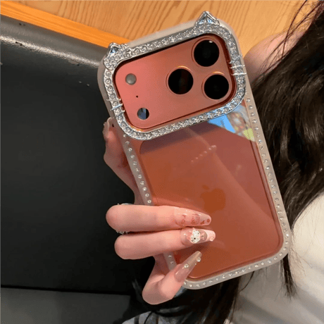 猫耳 iphone17/17proケース ラインストーン リボンデコ iPhone16promax/15/14/14/12カバー 高透明 黄ばまない可愛すぎる[M5940]