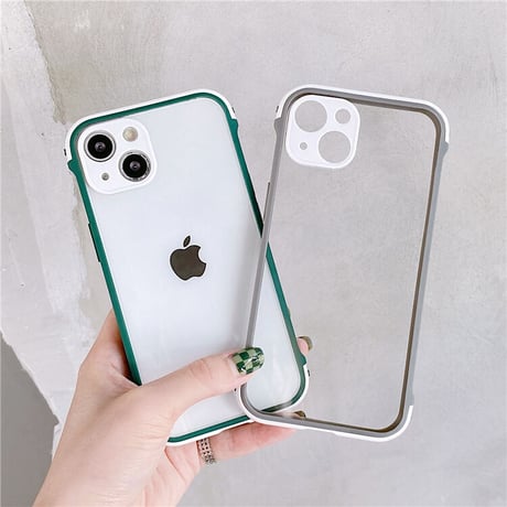 耐衝撃透明 iphone13mini/13promaxケース  カラー枠カメラレンズ保護 iphone11/12カバー  頑丈 シンプル M1069