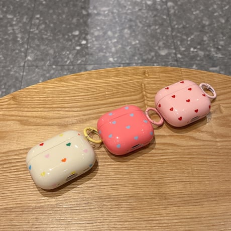 ハート柄 Airpods Pro3ケース 光沢感 Airpods4/3カバー pro2/Pro1ケース 可愛い リング付 韓国っぽ ガールズに人気[M6050]