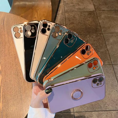 スマホリング付 iphone11/12promaxケース 金色枠ツヤありアイフォンSE2/XSMAXカバー スタンド機能付 落下防止 頑丈耐久性耐衝撃 M300