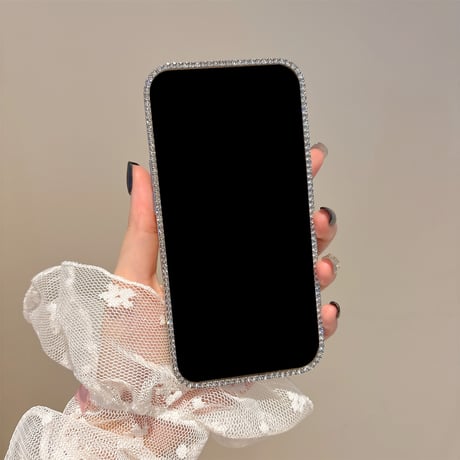 高級感 iPhone16pro/16カバー ダイヤデコライン ラメ入り iPhone15promax/14/13/12ケース 女子に人気[M5391]