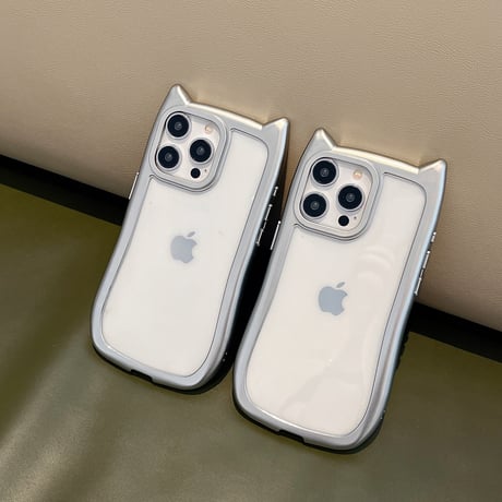 猫の耳 iPhone15pro/15promaxケース ストラップ付 アイフォン14プロ/13pro/12promaxカバー 黄ばまない 可愛い[M4309]