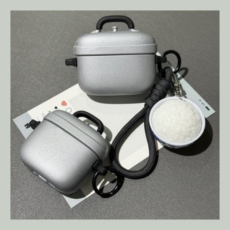 圧力鍋 Airpods Pro3ケース ご飯キーホルダー付 Airpods4カバー pro2ケース 可愛い ストラップ付 ギフトにおすすめ[M6049]