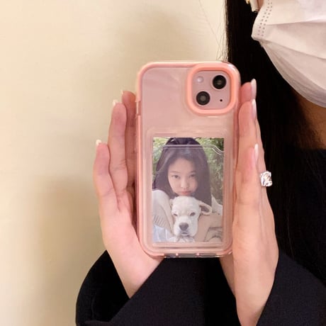 【iPhone15対応】カラー枠カード入れ付 iphone14/13promaxカバー  写真/メモ収納クリアアイフォン11/12miniケース  耐衝撃  頑丈 シンプル   M1094