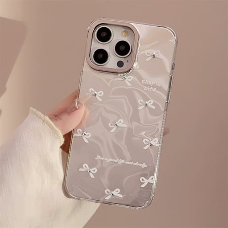 リボン柄 iPhone15pro/15ケース キラキラ アイフォン14ProMax/13pro/12ケース かわいい 女子力アップ[M4514]