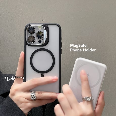 指紋防止 Magsafeスタンド iPhone15pro/15promaxケース 強化ガラスレンズフィルム iphone14Pro/13/12ケース 高品質耐衝撃[M3750]