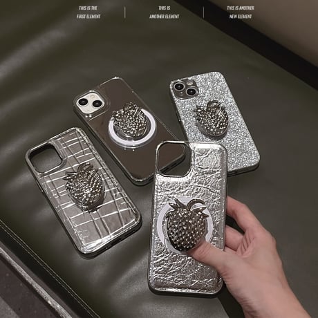 イチゴ スマホグリップ スタンド シック  可愛い 粘着タイプ/マグネットタイプ 実用 高級感 ギフトにおすすめ[M4339]